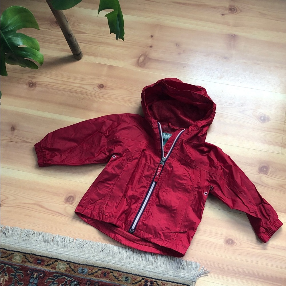 L.L. Bean Kids Red Hooded Raincoat